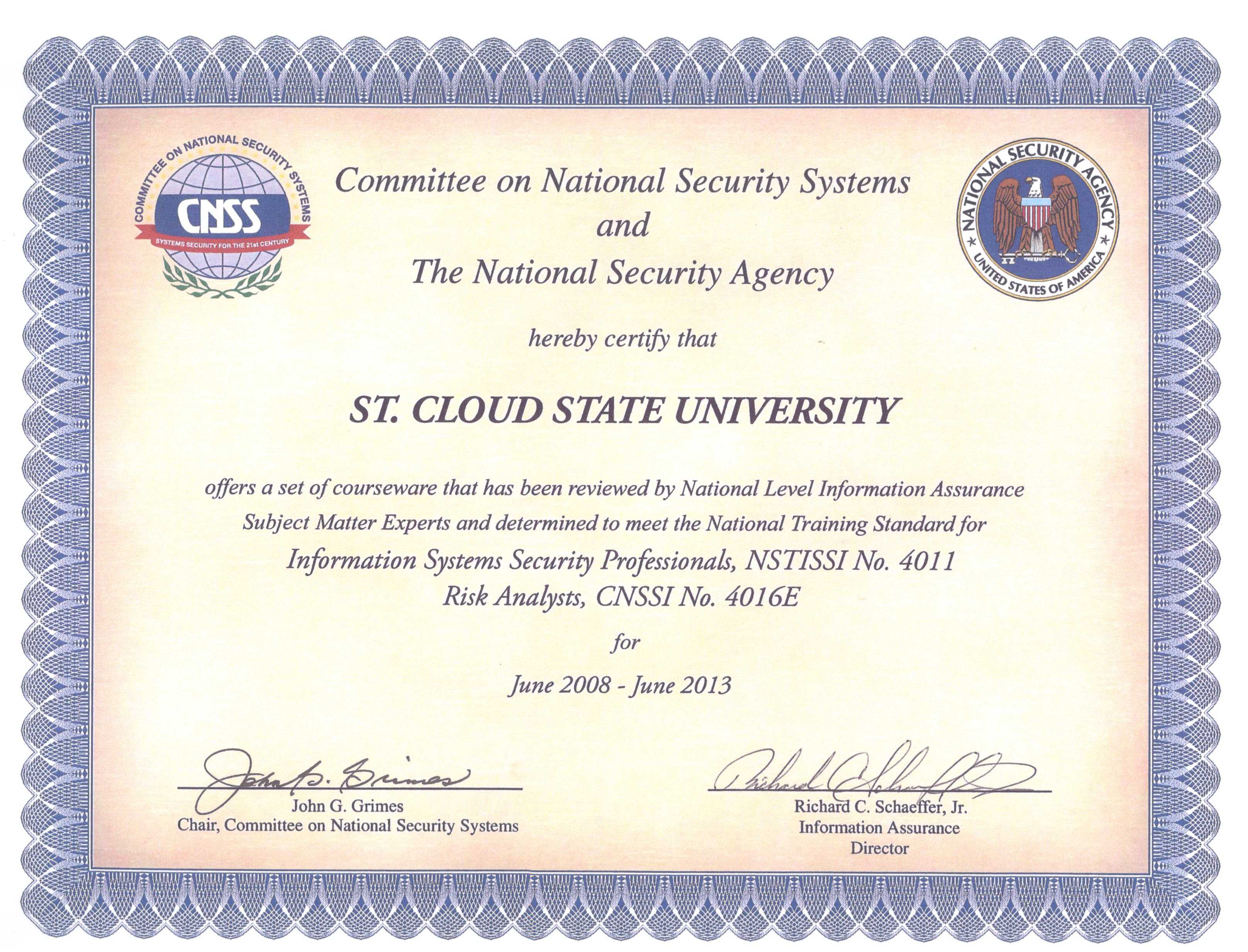 St. Cloud State awarded for CNSS courseware mapping – St. Cloud State TODAY