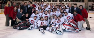 Hockey celebrates MacNaughton Cup, Final Five berth  <img style='padding: 0px 10px 0px 15px; text-align: right; vertical-align: text-top;' alt='Distinctions' src='https://outlook.stcloudstate.edu/wp-content/uploads/2013/03/redleaf_micro.png' />