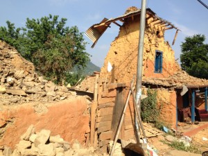 Earthquake damage captured by Suresh Niraula '10 in the Gache area of Lubhu, Lalitpur, Nepal.