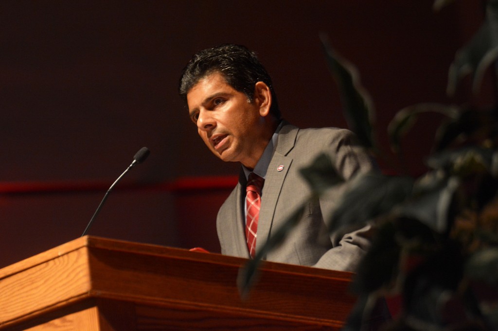 Ashish Vaidya, provost, addresses employees at Convocation 2015