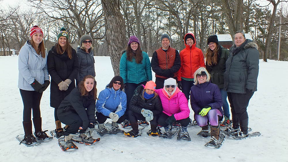SCSU on the Move participants ready for a snowshoe outing. 