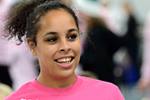 Dance Team's Brittany Whittaker works the 2015 breast cancer walk