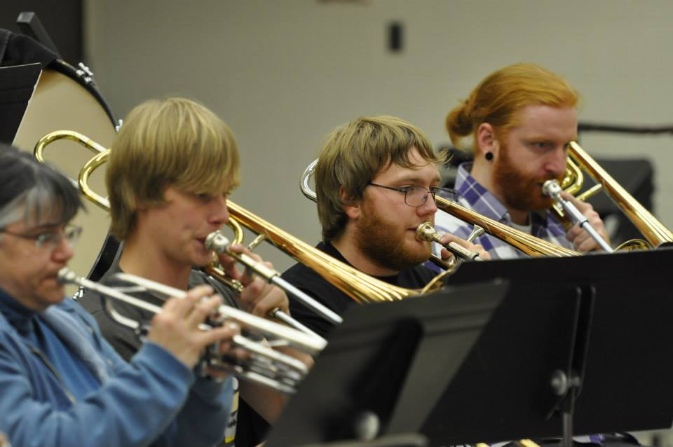 Wind Ensemble brass in rehearsal
