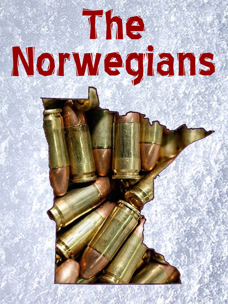The Norwegians play poster featuring the play name and the state of Minnesota filled in with bullets