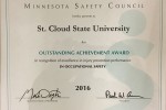 St. Cloud State's Outstanding Achievement Award certificate