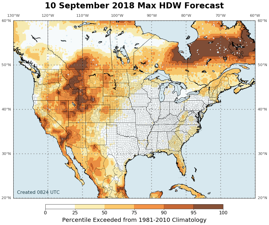 HDW Index map for 9/10/18