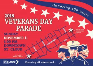 Poster image for the 2018 Veterans Day Parade in St. Cloud