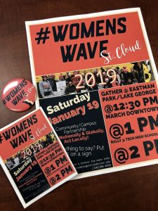 Poster for 2019 #WomensWave March in St. Cloud