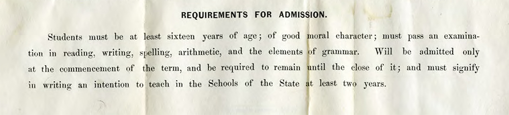 A text paragraph stating the admission requirements