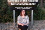 Monica Bugbee and Canyon of the Ancients sign