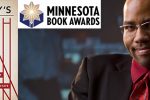 Chris Lehman with Slavery's reach cover and Minnesota Book Awards logo