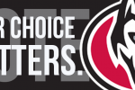 Graphic promoting voting that has a Husky logo and the words Your Choice Matters