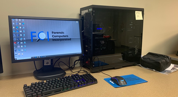 Workstation in the Digital Forensics Lab in Centennial Hall 2021