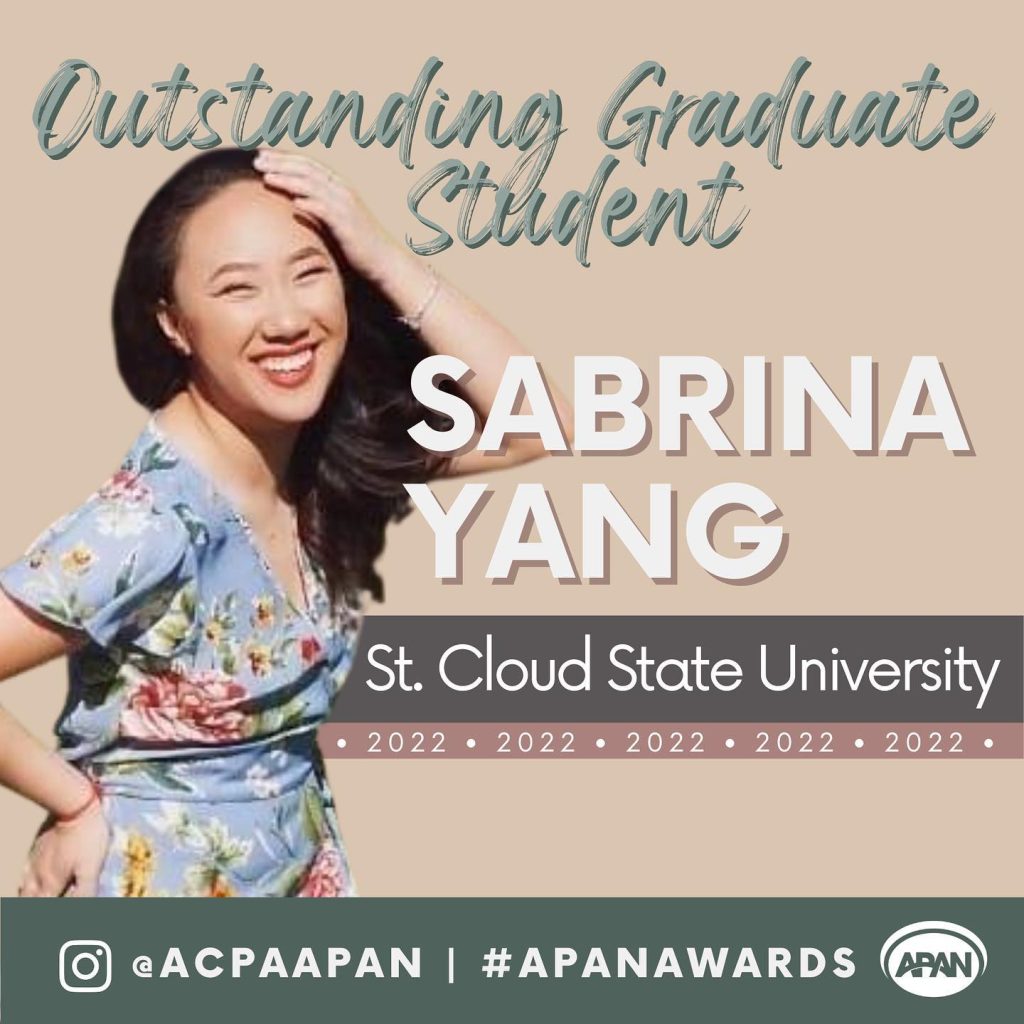 Sabrina Yang - Outstanding Graduate Student 2022 - APANAWARDS