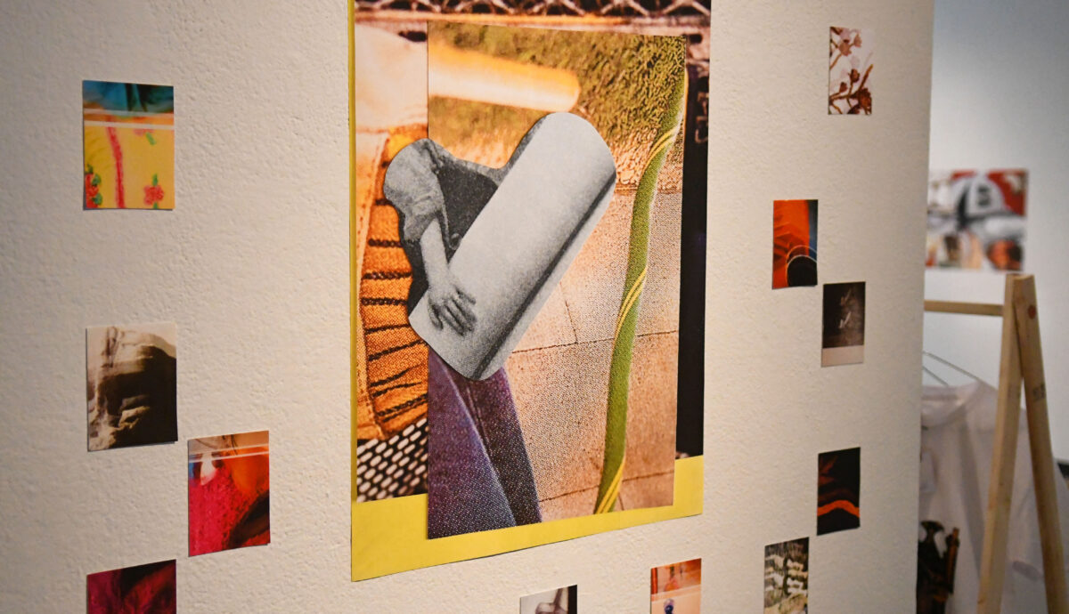 A series of photos are displayed in the Kiehle Gallery