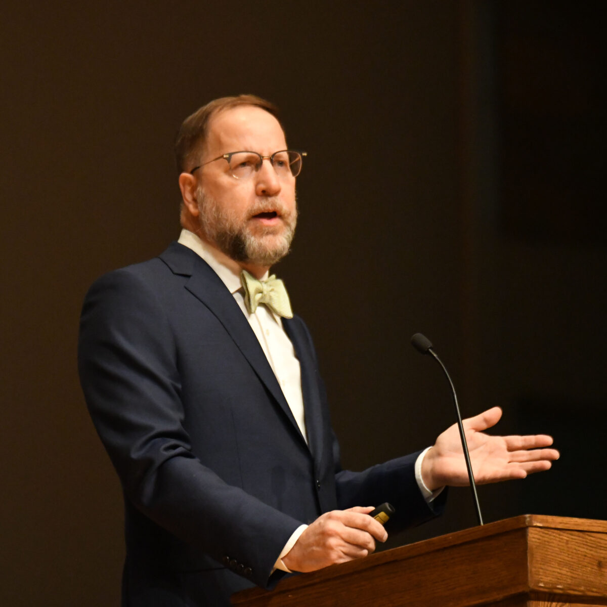 SCSU President Dr. Gregory Tomso gives his first Convocation Address in Ritsche Auditorium on Jan. 6, 2026.