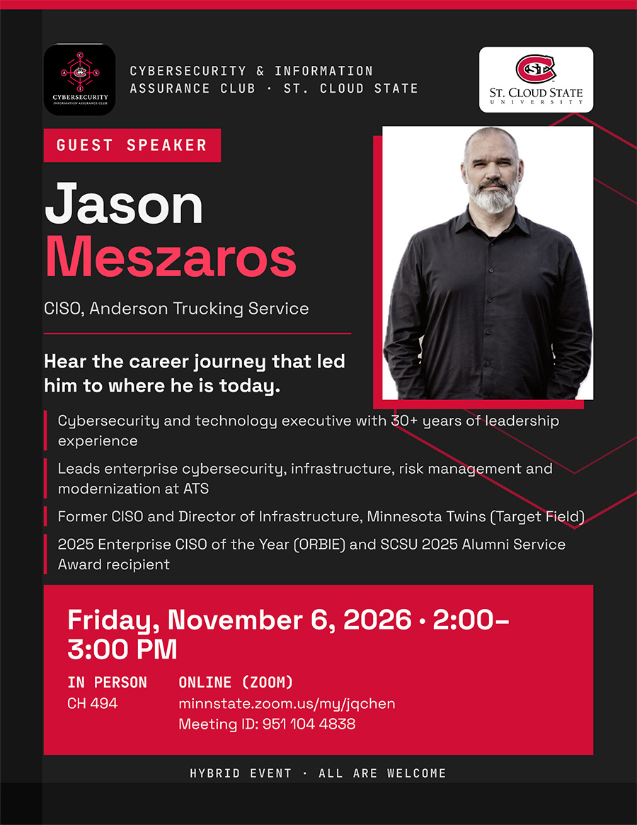 Flyer for CIAS Sponsored Event featuring Jason Meszaros