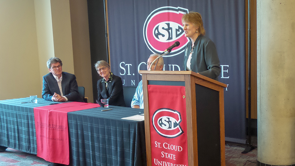 Tammy Anhalt-Warner at the podium
